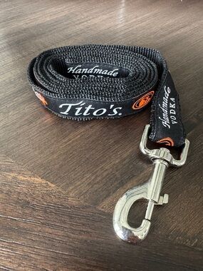 Tito's Handmade Vodka Branded Black Thick Heavy Duty Dog Leash 70”